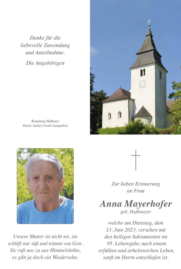 Mayerhofer Anna – Bestattung Hofbauer